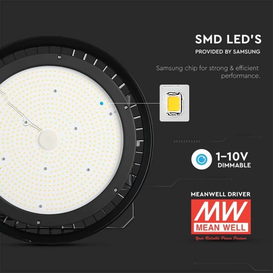 LED Ściemnialna lampa przemysłowa High Bay LED/500W/230V 4000K IP65 czarny