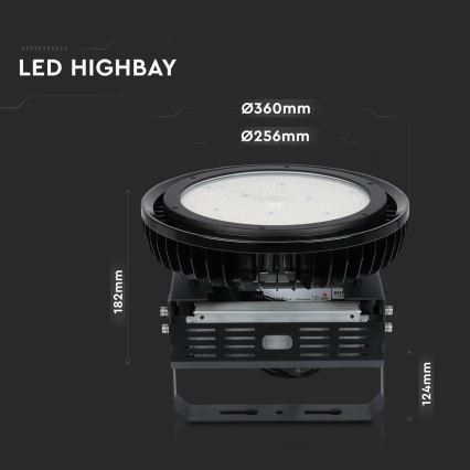 LED Ściemnialna lampa przemysłowa High Bay LED/500W/230V 4000K IP65 czarny