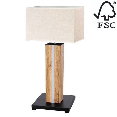 LED Ściemnialna lampa stołowa FLAME 1xE27/40W+ LED/4,6W/230V 56,5 cm dąb – certyfikat FSC