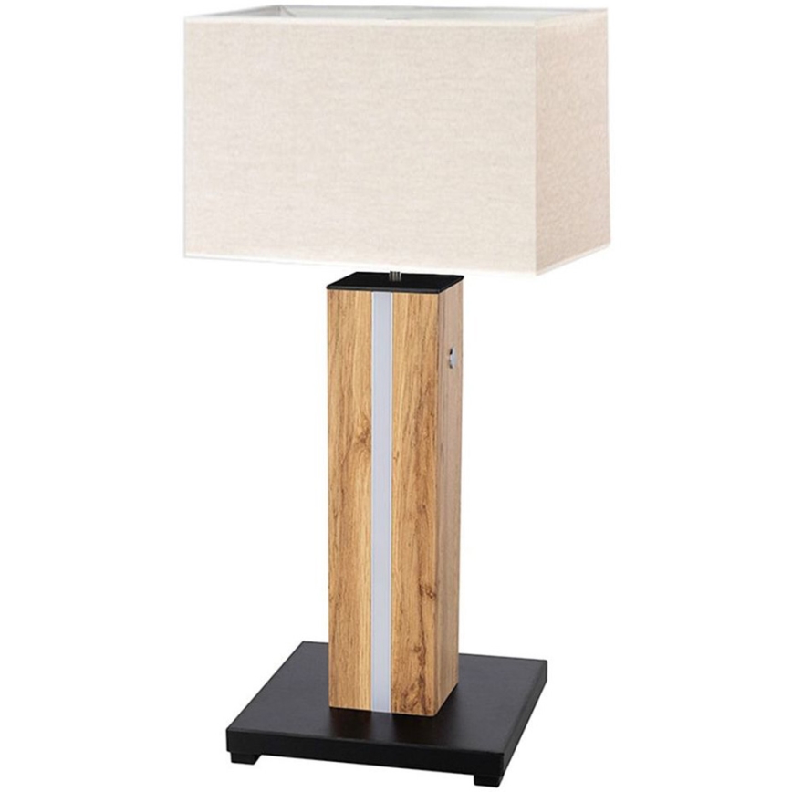 LED Ściemnialna lampa stołowa FLAME 1xE27/40W+ LED/4,6W/230V 56,5 cm dąb