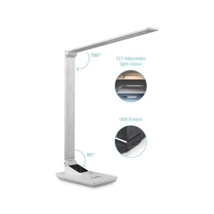 LED Ściemnialna lampa stołowa z USB LED/7W/230V 3000K/4000K/5500K biała
