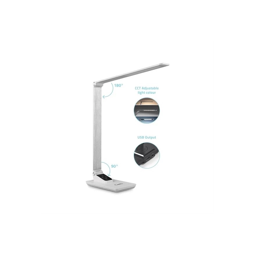 LED Ściemnialna lampa stołowa z USB LED/7W/230V 3000K/4000K/5500K biała