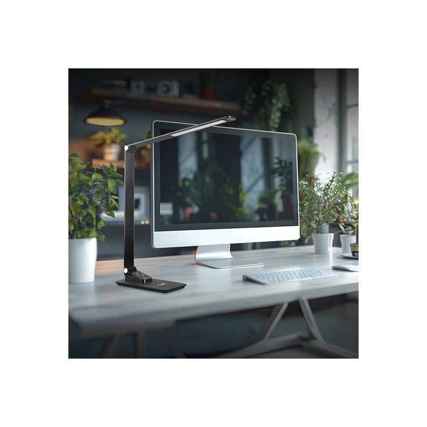 LED Ściemnialna lampa stołowa z USB LED/7W/230V 3000K/4000K/5500K czarna