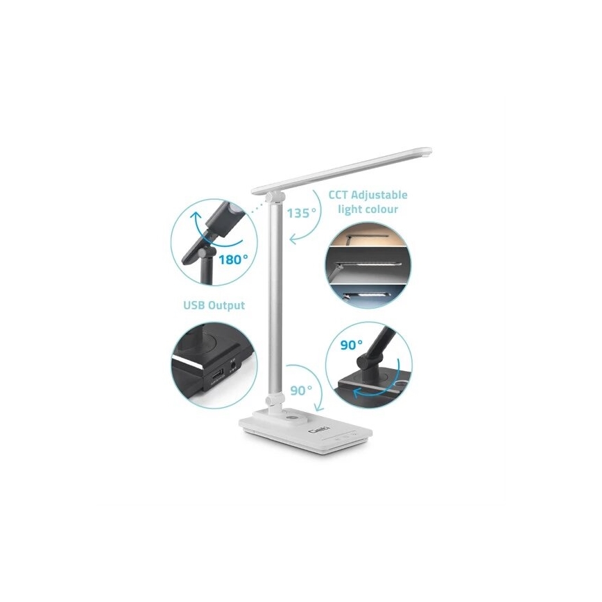 LED Ściemnialna lampa stołowa z USB LED/9W/230V 3000K/4000K/5500K biała