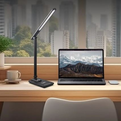LED Ściemnialna lampa stołowa z USB LED/9W/230V 3000K/4000K/5500K czarna