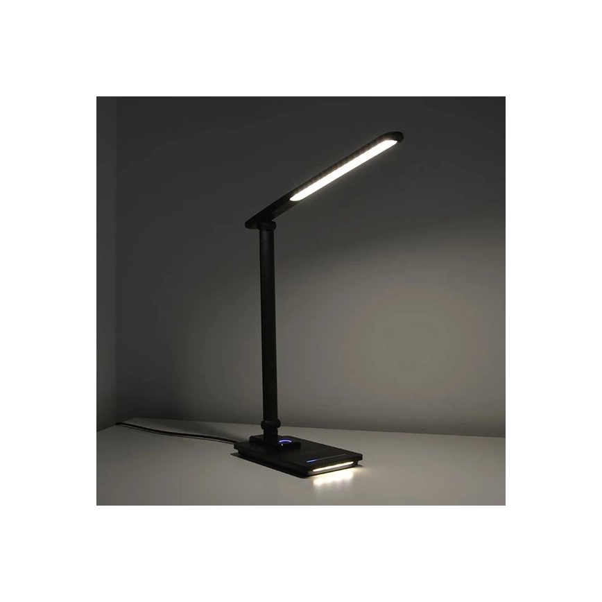 LED Ściemnialna lampa stołowa z USB LED/9W/230V 3000K/4000K/5500K czarna
