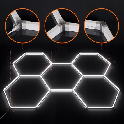 Ściemnialna lampa sufitowa LED HEXAGON LED/240W/85-265V 5000K 298x209 cm CRI 90 IP54 biała