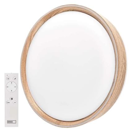 Ściemnialna lampa sufitowa LED ILVI LED/45W/230V 2700-6500K śr. 50 cm dekor drewna + pilot zdalnego sterowania