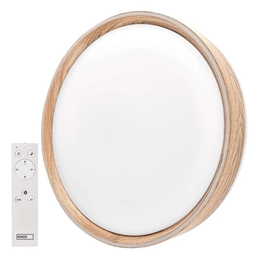 Ściemnialna lampa sufitowa LED ILVI LED/45W/230V 2700-6500K śr. 50 cm dekor drewna + pilot zdalnego sterowania