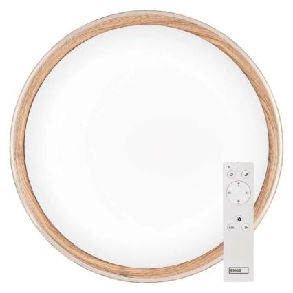 Ściemnialna lampa sufitowa LED ILVI LED/45W/230V 2700-6500K śr. 50 cm dekor drewna + pilot zdalnego sterowania