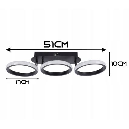 Ściemnialna oprawa sufitowa LED 30W/230V 3000-6500K czarna Wi-Fi Tuya + pilot zdalnego sterowania