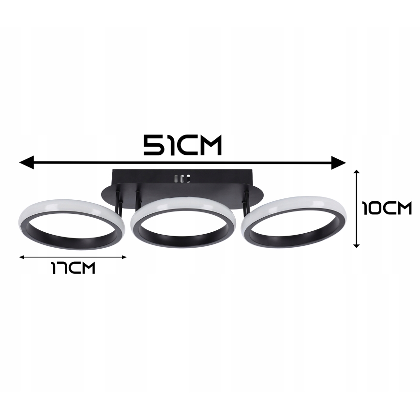 Ściemnialna oprawa sufitowa LED 30W/230V 3000-6500K czarna Wi-Fi Tuya + pilot zdalnego sterowania