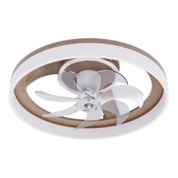 LED ściemnialna lampa sufitowa z wentylatorem LED/40W/230V 3000-6500K brązowy/biały + pilot zdalnego sterowania