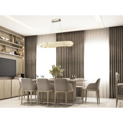 Ściemnialny kryształowy żyrandol na lince ENRIQUE LED/50W//230V 3000-6000K + pilot zdalnego sterowania