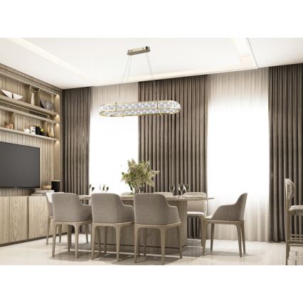 Ściemnialny kryształowy żyrandol na lince ENRIQUE LED/50W//230V 3000-6000K + pilot zdalnego sterowania