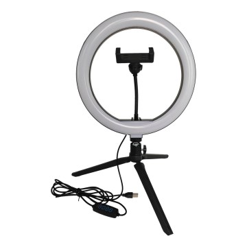 LED Ściemnialna lampa ze statywem i uchwytem do vlogowania LED/10W/5V 2700-6500K