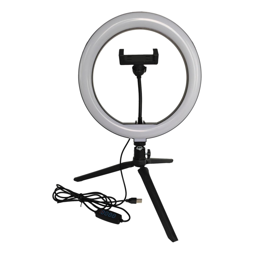 LED Ściemnialna lampa ze statywem i uchwytem do vlogowania LED/10W/5V 2700-6500K