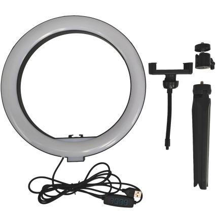 LED Ściemnialna lampa ze statywem i uchwytem do vlogowania LED/10W/5V 2700-6500K