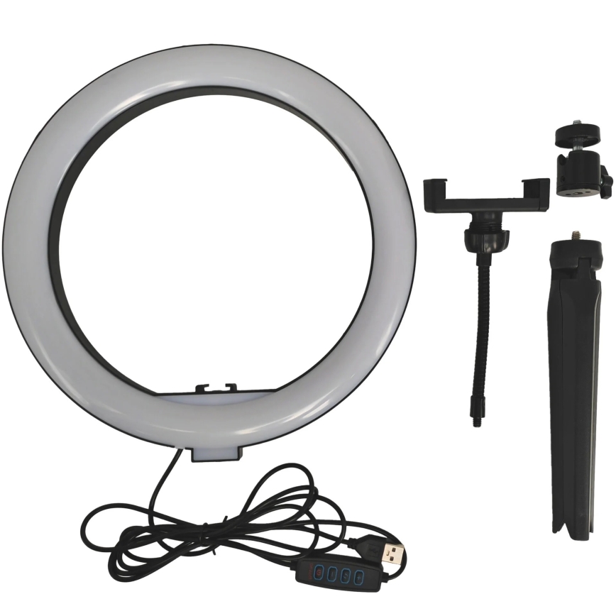 LED Ściemnialna lampa ze statywem i uchwytem do vlogowania LED/10W/5V 2700-6500K