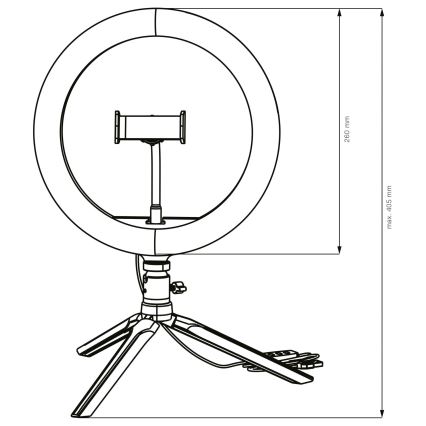 LED Ściemnialna lampa ze statywem i uchwytem do vlogowania LED/10W/5V 2700-6500K
