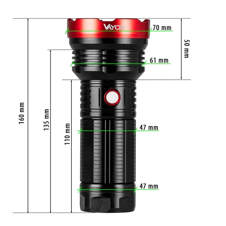 LED Ściemnialna latarka akumulatorowa LED/20W/5V IPX5 2000 błyszcząca 6000 mAh