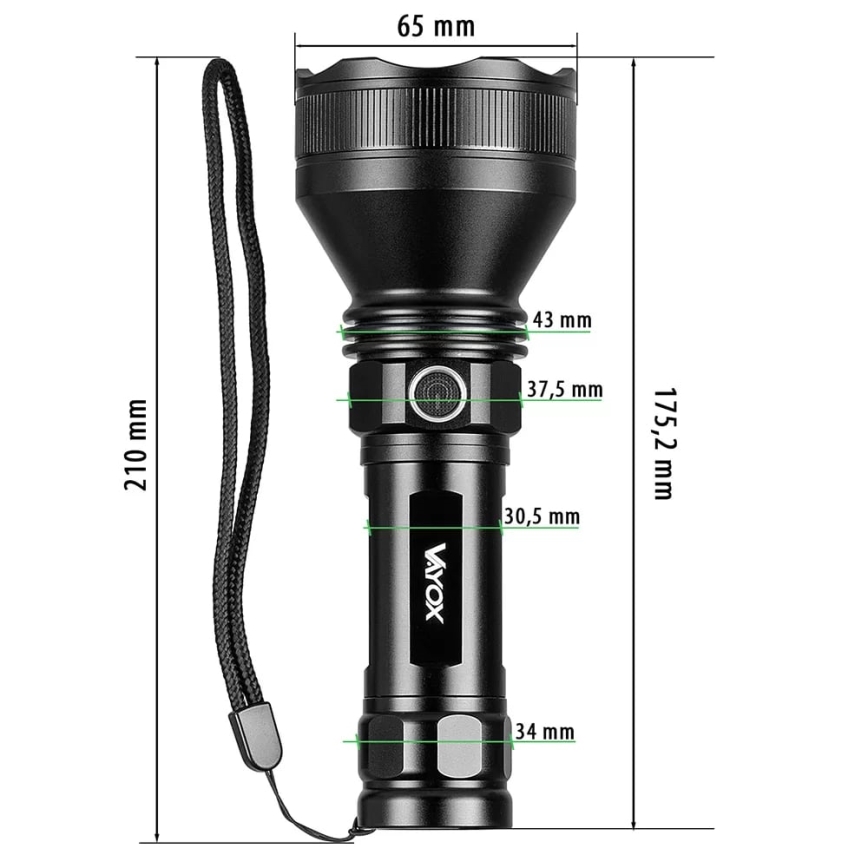 LED Ściemnialna latarka akumulatorowa LED/20W/5V IPX5 1900 błyszcząca 5000 mAh