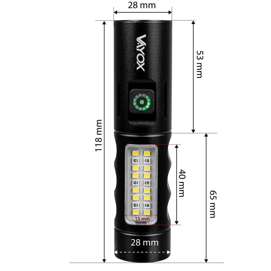 LED Ściemnialna latarka akumulatorowa z czerwonym światłem LED/5W/5V IPX4 250 błyszcząca 2000 mAh