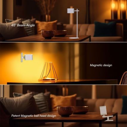 LED Ściemnialna magnetyczna akumulatorowa lampa stołowa 4w1 LED/3W/5V 3000-6000K 1800 mAh biała