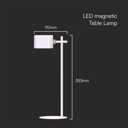 LED Ściemnialna magnetyczna akumulatorowa lampa stołowa 4w1 LED/3W/5V 3000-6000K 1800 mAh biała