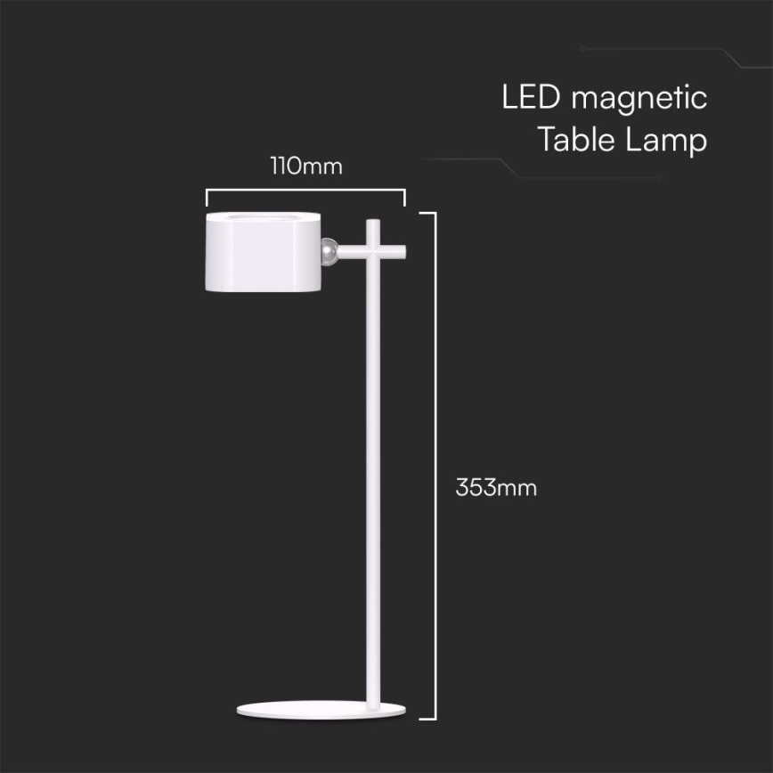 LED Ściemnialna magnetyczna akumulatorowa lampa stołowa 4w1 LED/3W/5V 3000-6000K 1800 mAh biała