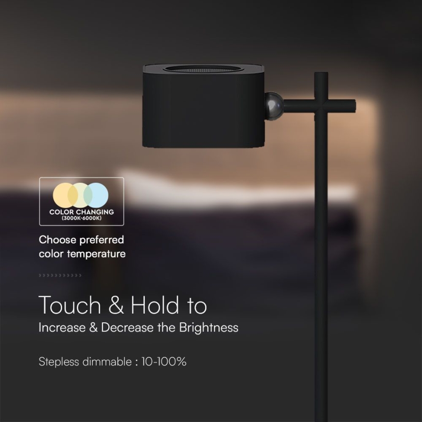 LED Ściemnialna magnetyczna akumulatorowa lampa stołowa 4w1 LED/3W/5V 3000-6000K 1800 mAh czarna