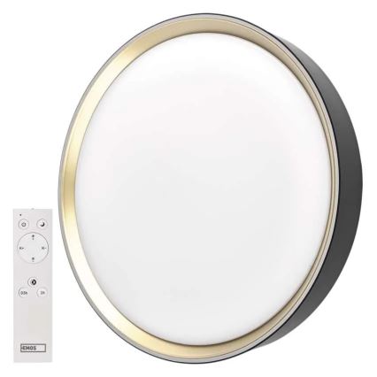 Ściemnialna lampa sufitowa LED ILVI LED/30W/230V 2700-6500K śr. 40 cm czarny/mosiądz + pilot