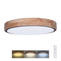LED ściemnialna oprawa sufitowa IRON OAK LED/48W/230V 3000-6500K dąb śr. 40 cm + pilot zdalnego sterowania