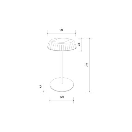 LED Ściemnialna solarna akumulatorowa lampa stołowa VIVIEN LED/3W/5V 2700K 1600 mAh IP54 czarne