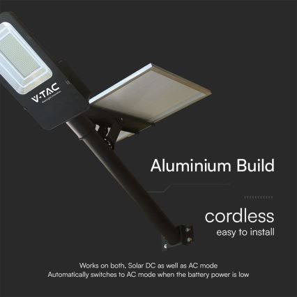LED Ściemnialna hybrydowa solarna lampa uliczna LED/50W/230V 4000K IP65 50000 mAh + zdalne sterowanie