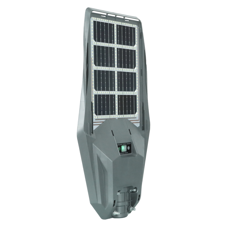 LED Ściemnialna solarna lampa uliczna z czujnikiem KERS LED/300W/3,2V 6500K 8000 mAh IP65 szara + pilot zdalnego sterowania