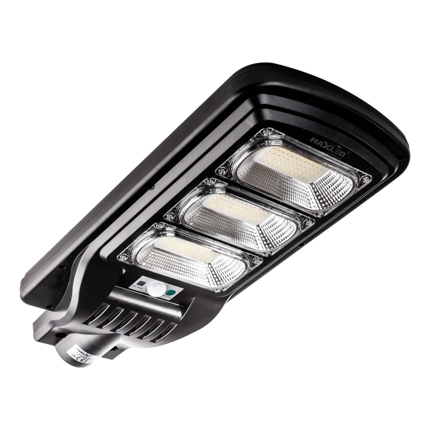 LED Ściemnialna solarna lampa uliczna z czujnikiem LED/180W/6V 6500K IP65 czarny + zdalne sterowanie