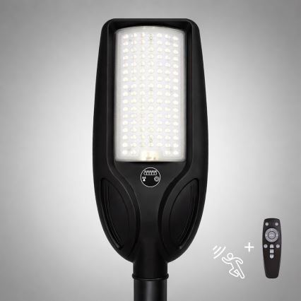 Ściemnialna solarna lampa uliczna LED z czujnikiem VENICE LED/100W/3,2V 6000 mAh IP65 czarna + pilot