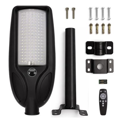 Ściemnialna solarna lampa uliczna LED z czujnikiem VENICE LED/100W/3,2V 6000 mAh IP65 czarna + pilot