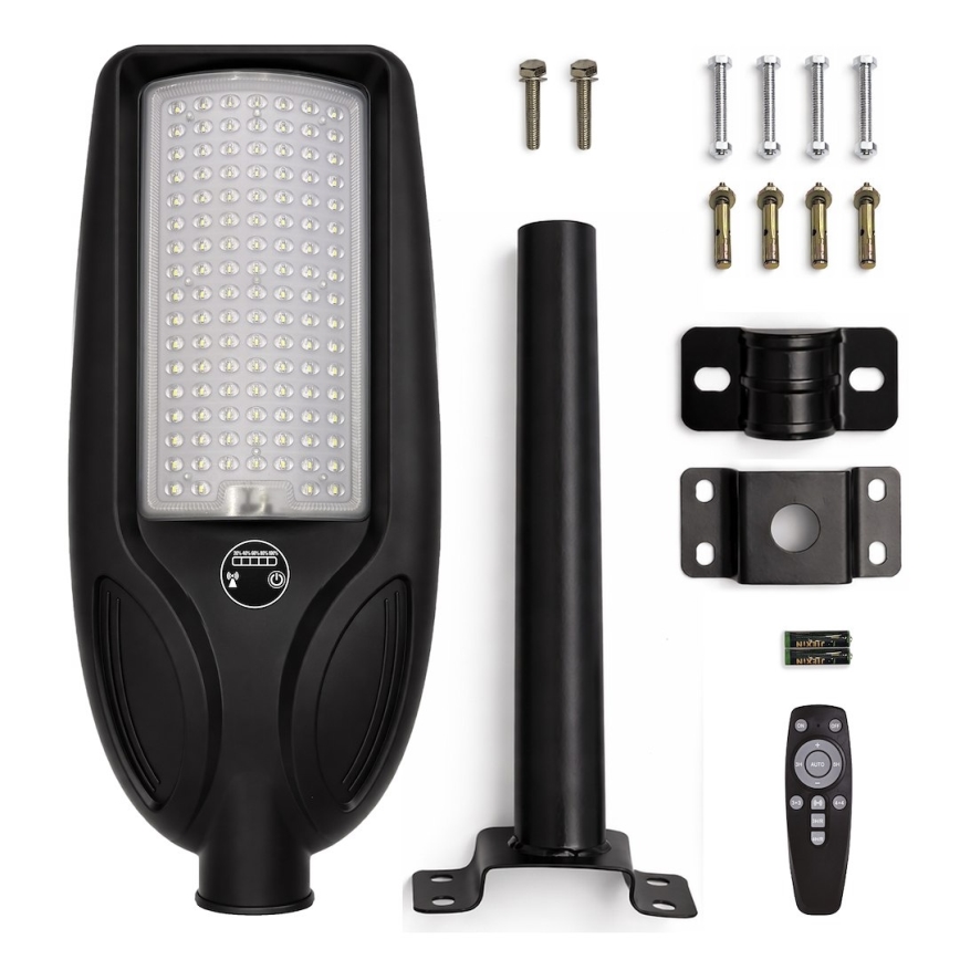 Ściemnialna solarna lampa uliczna LED z czujnikiem VENICE LED/100W/3,2V 6000 mAh IP65 czarna + pilot