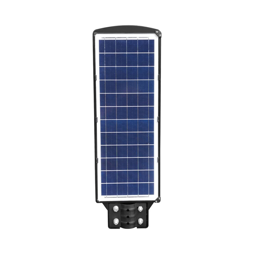 LED Przyciemnialna solarna lampa uliczna z czujnikiem ruchu i zmierzchu LED/12W/3,2V 6000K IP65 10000 mAh czarny + zdalne sterowanie