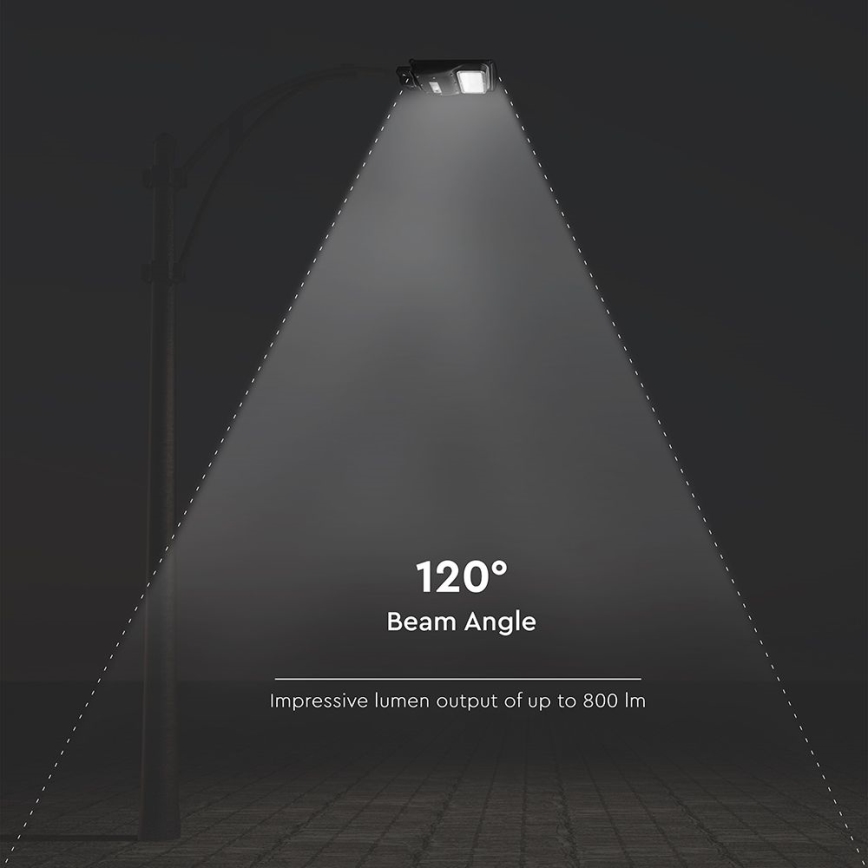 LED Przyciemnialna solarna lampa uliczna z czujnikiem ruchu i zmierzchu LED/6W/3,2V 6000K IP65 5000 mAh czarny + zdalne sterowanie