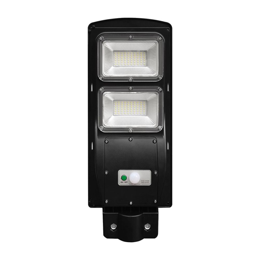 LED Przyciemnialna solarna lampa uliczna z czujnikiem ruchu i zmierzchu LED/8W/3,2V 6000K IP65 9000 mAh czarny + zdalne sterowanie