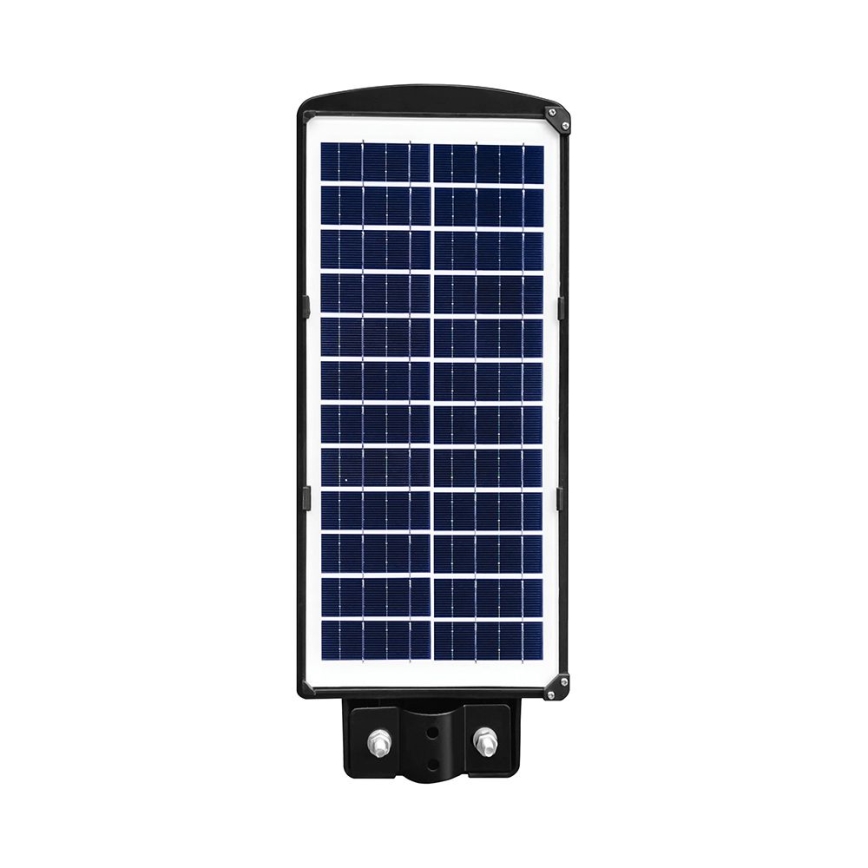 LED Przyciemnialna solarna lampa uliczna z czujnikiem ruchu i zmierzchu LED/8W/3,2V 6000K IP65 9000 mAh czarny + zdalne sterowanie