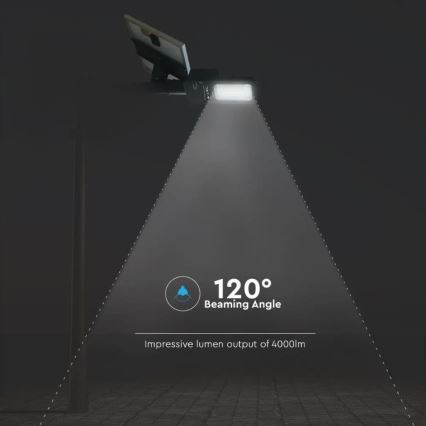 LED Ściemnialna uliczna lampa solarna LED/50W/6,4V 6000K IP65 50000 mAh + zdalne sterowanie