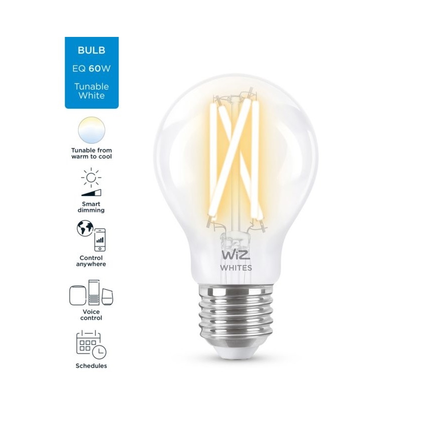 LED Ściemnialna żarówka FILAMENT A60 E27/6,7W/230V 2700-6500K CRI 90 Wi-Fi - WiZ