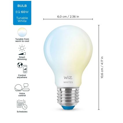 LED Ściemnialna żarówka A60 E27/7W/230V 2700-6500K CRI 90 Wi-Fi - WiZ