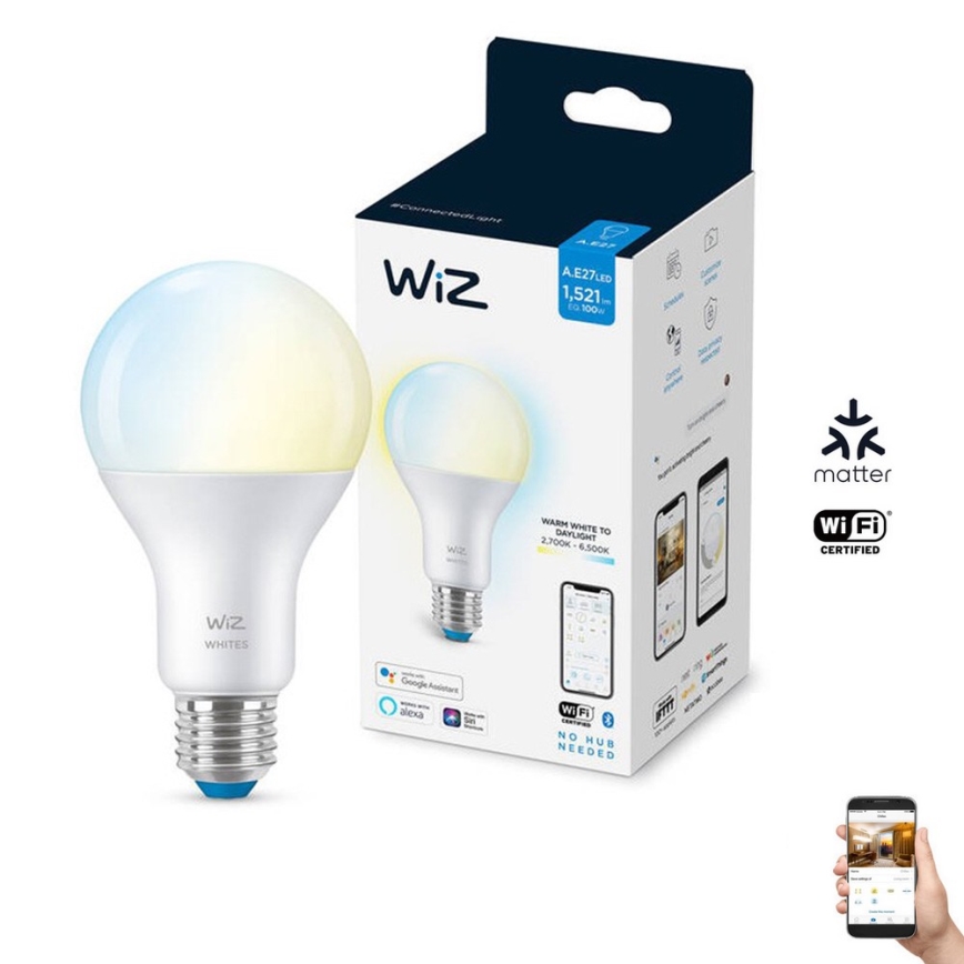 LED Ściemnialna żarówka A67 E27/13W/230V 2700-6500K CRI 90 Wi-Fi - WiZ