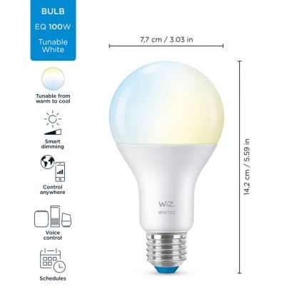 LED Ściemnialna żarówka A67 E27/13W/230V 2700-6500K CRI 90 Wi-Fi - WiZ