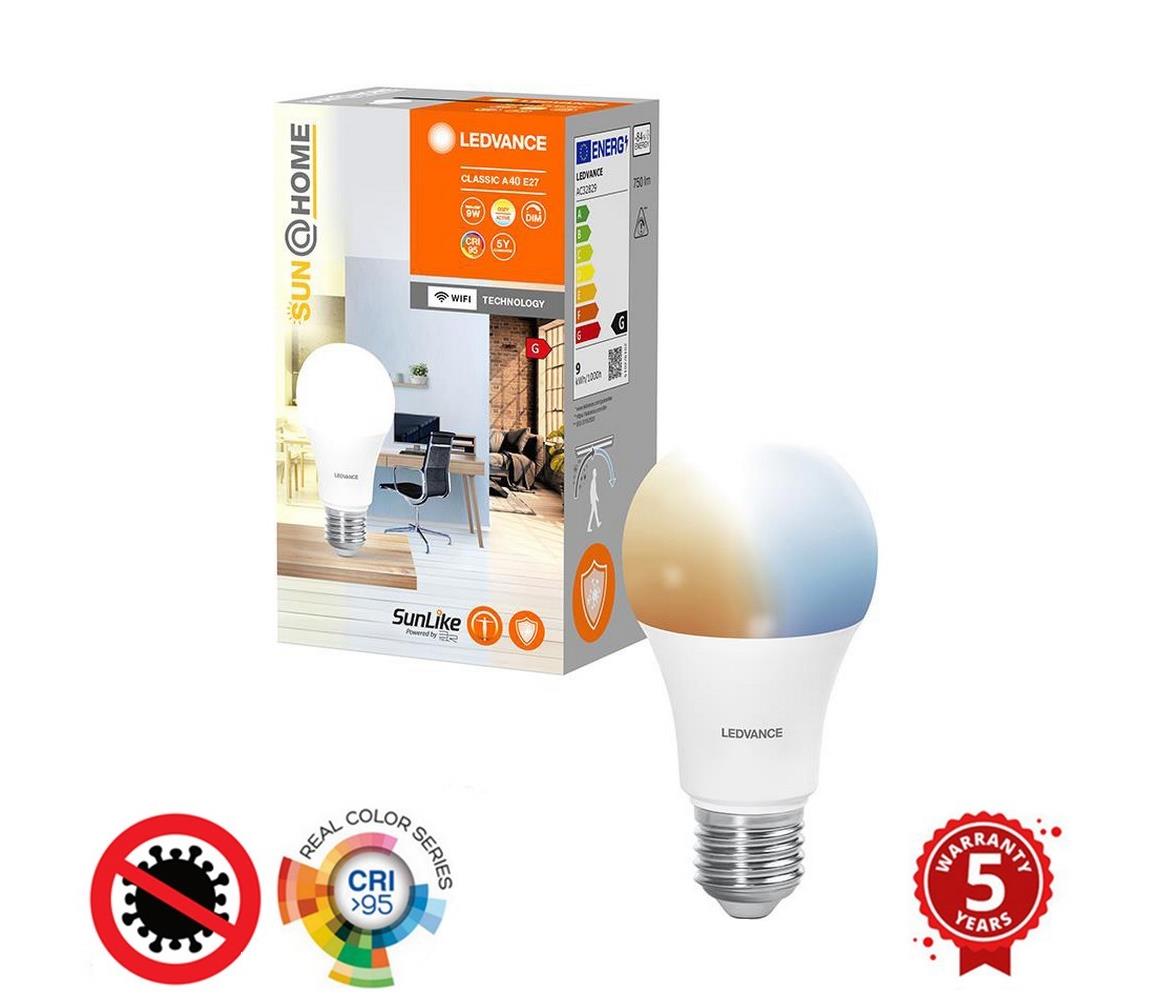 LED Ściemnialna żarówka antybakteryjna A40 E27/9W/230V Wi-Fi - Ledvance